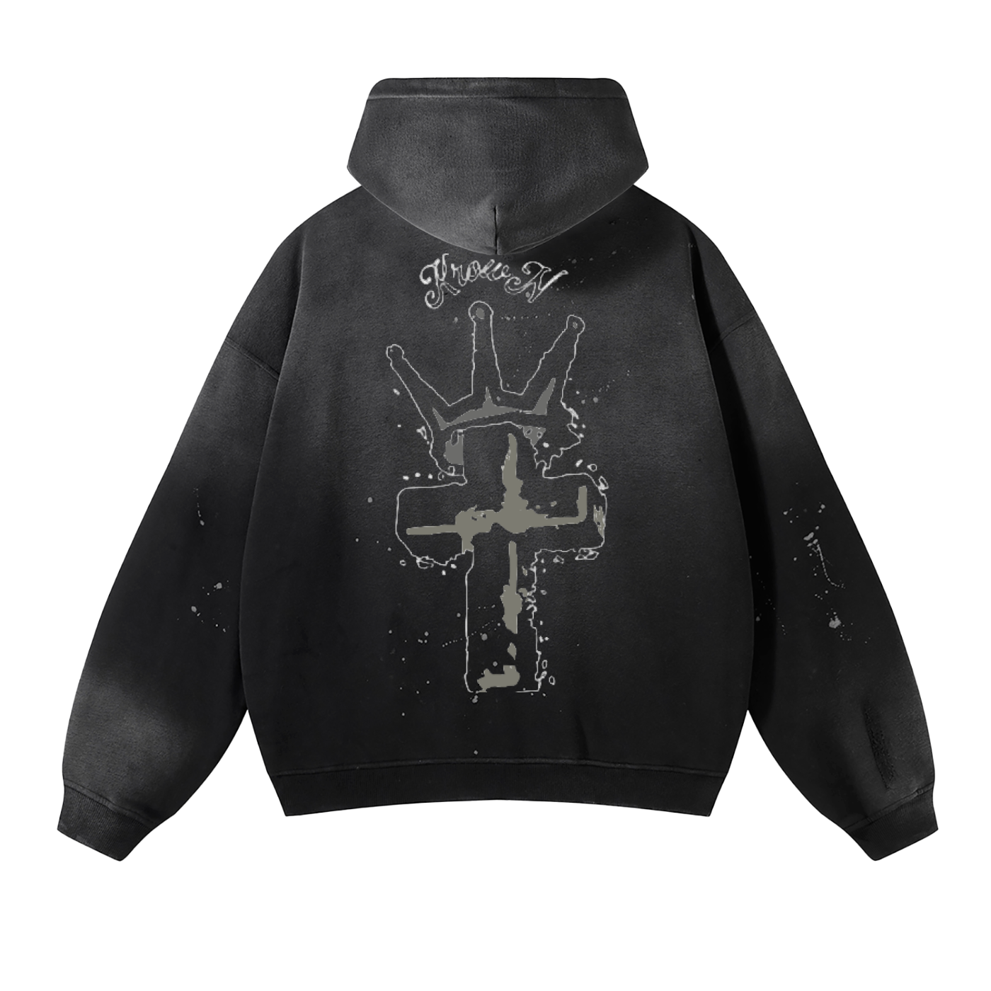 Vintage Washed Frayed Fleece Hoodie